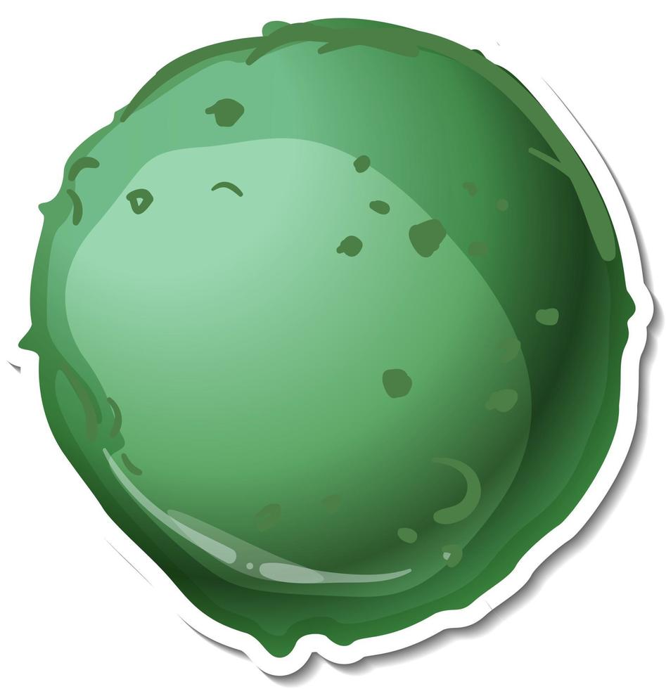Sticker template with green asteroid isolated vector