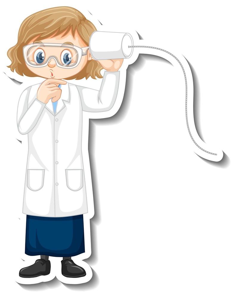 Scientist girl cartoon character with science experiment object vector