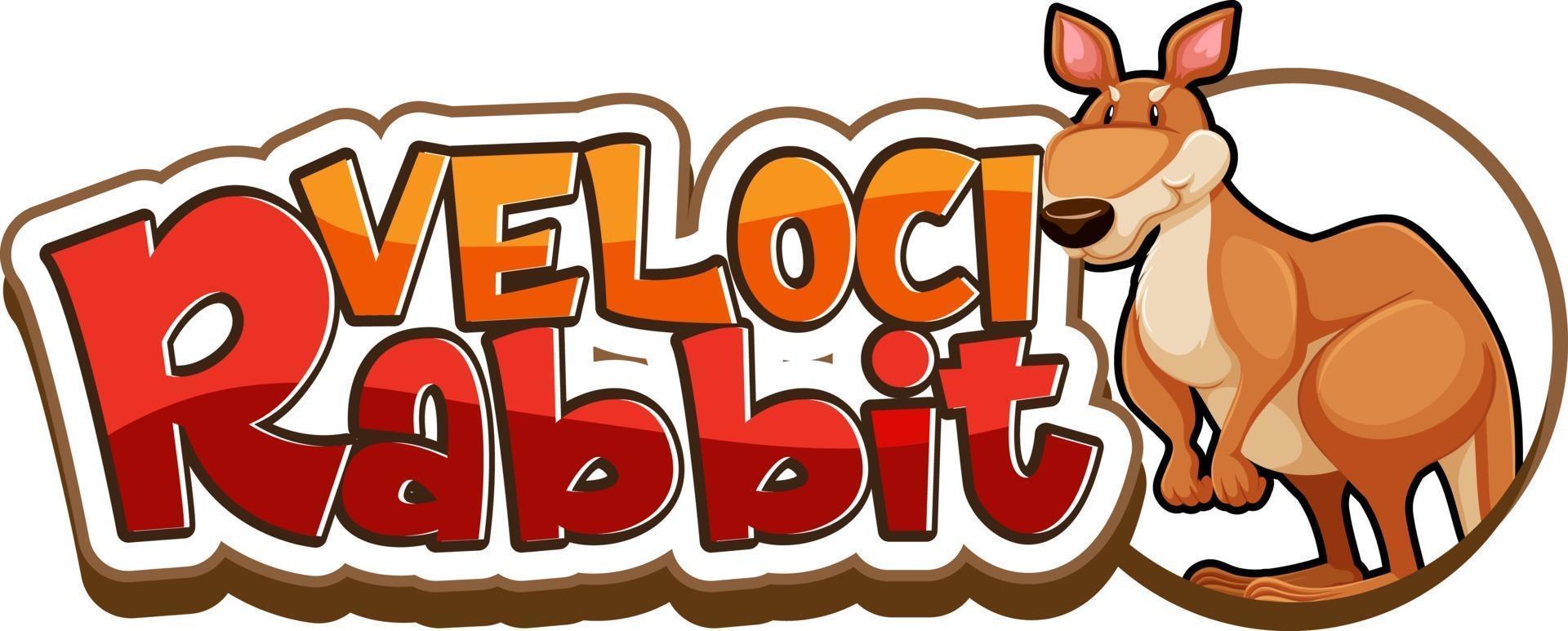 Velocirabbit font banner with a kangaroo cartoon character isolated vector