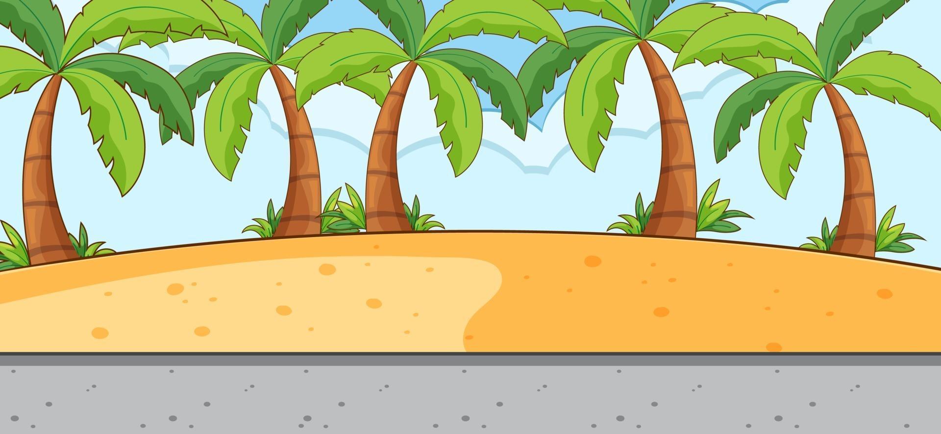 Empty scene with beach landscape and long street vector