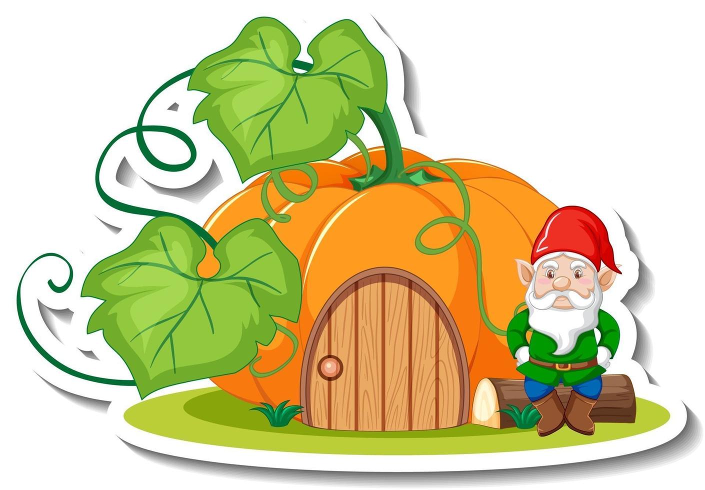 A sticker template with garden gnome or dwarf cartoon chracter vector
