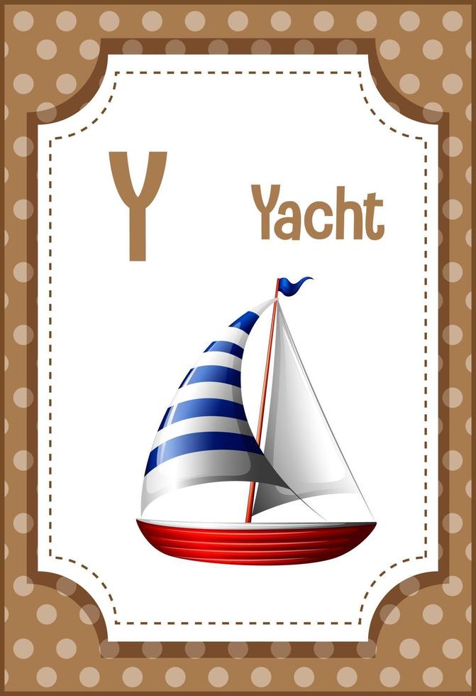 Alphabet flashcard with letter Y for Yacht vector