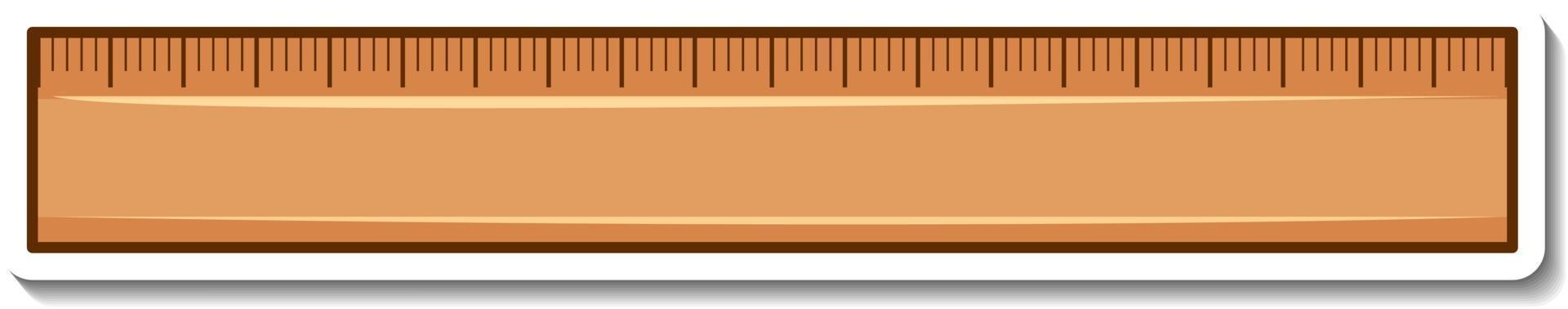 Wooden ruler sticker on white background vector