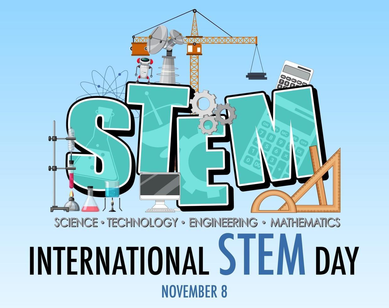 International STEM Day on November 8th logo banner vector