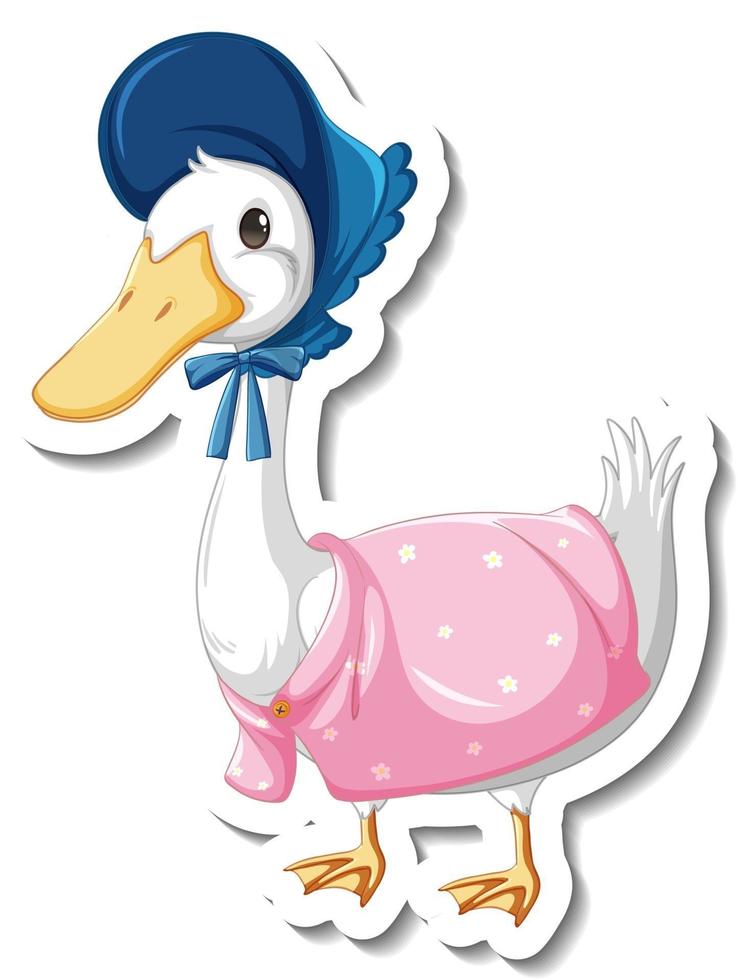 Sticker template with a duck wearing maid costume isolated vector