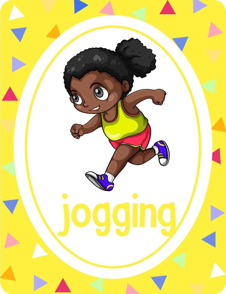 Vocabulary flashcard with word Jogging vector
