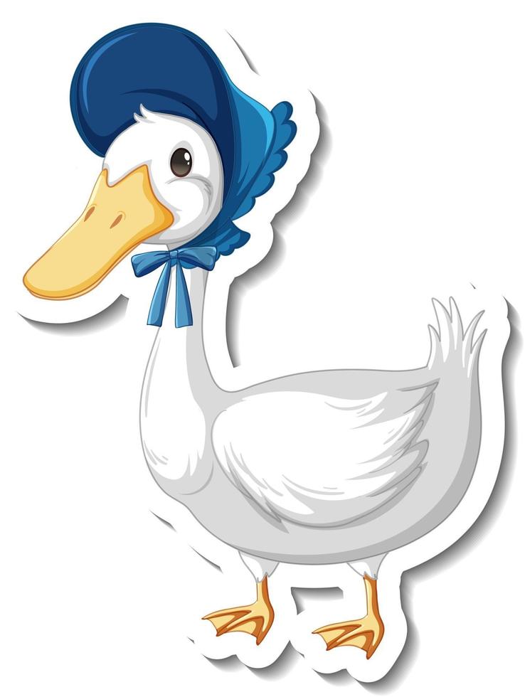 Sticker template with a duck wearing maid costume isolated vector