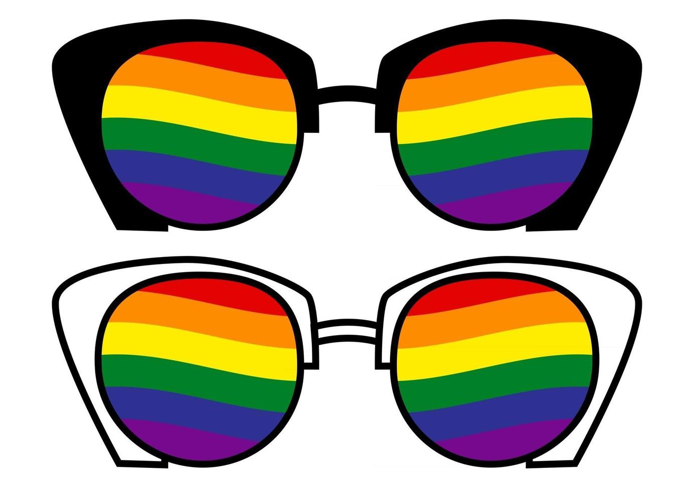 Sunglasses with LGBT transgender flag. Gay Pride. LGBT community. Equality and self-affirmation. Sticker, patch, T-shirt print, logo design. Vector