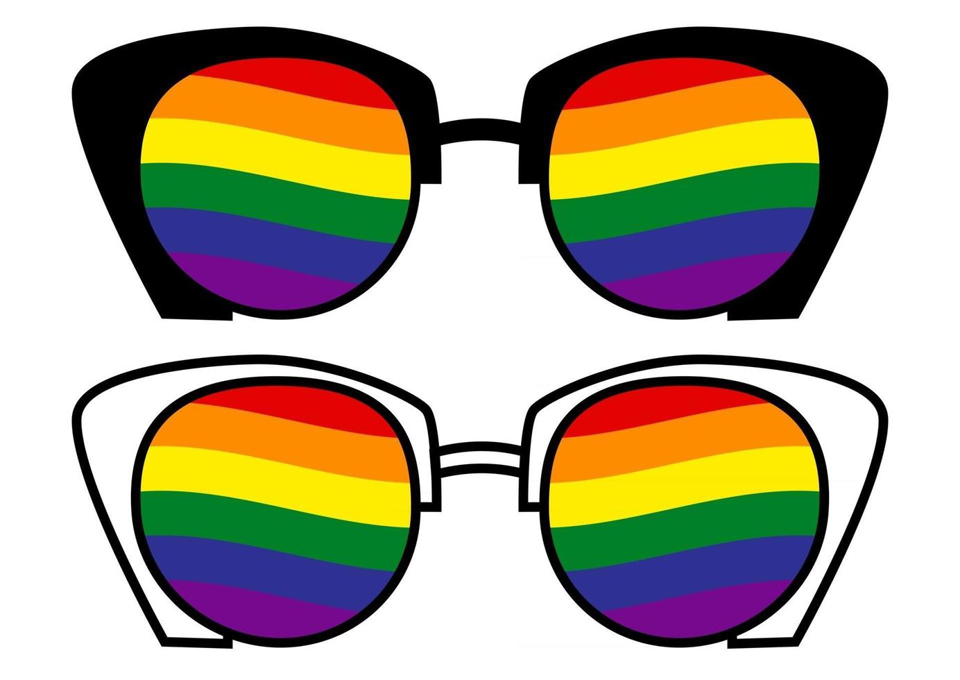 Sunglasses with LGBT transgender flag. Gay Pride. LGBT community. Equality and self-affirmation. Sticker, patch, T-shirt print, logo design. Vector