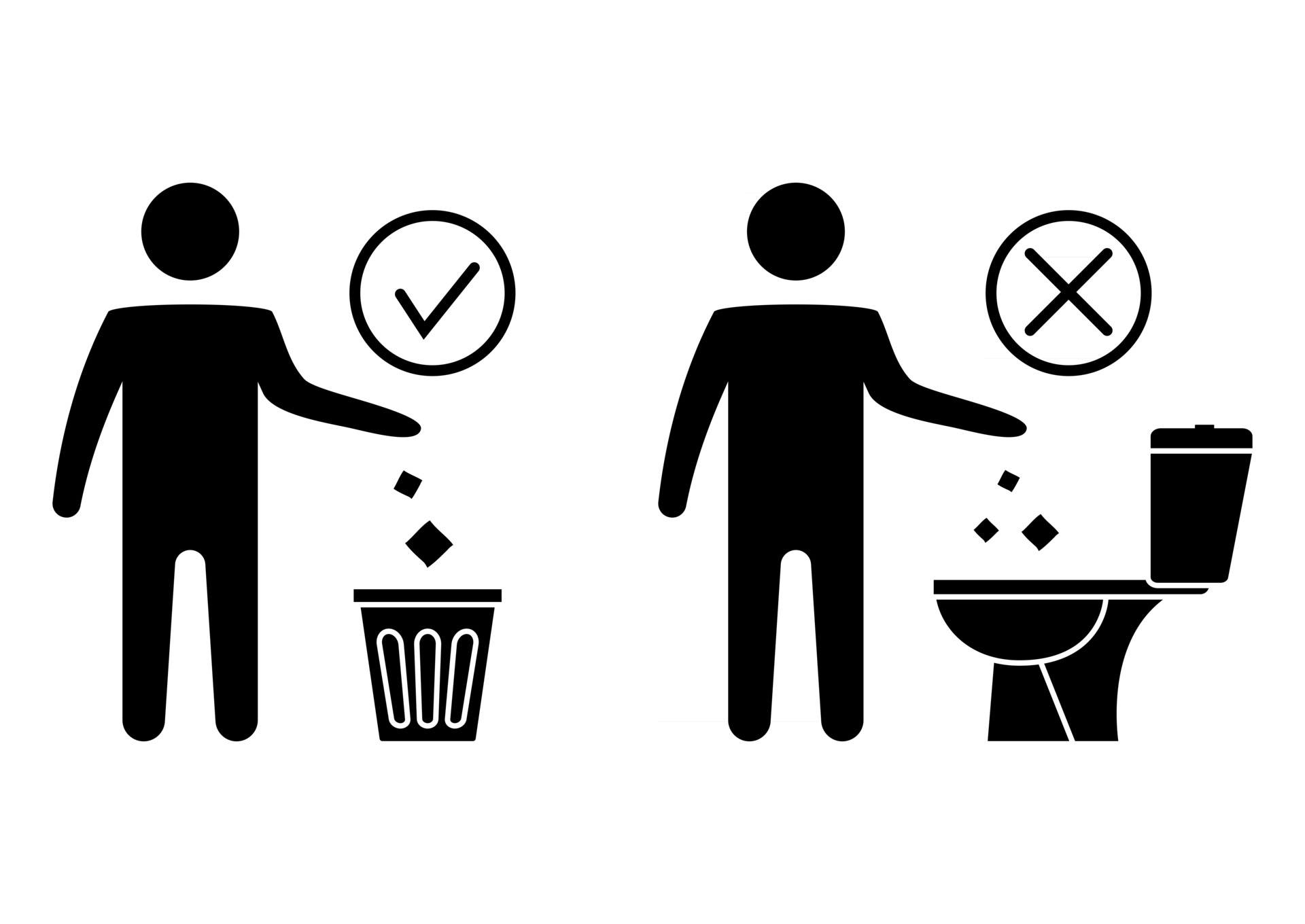 Do not litter in the toilet. Toilet no trash. Keeping the clean. Please