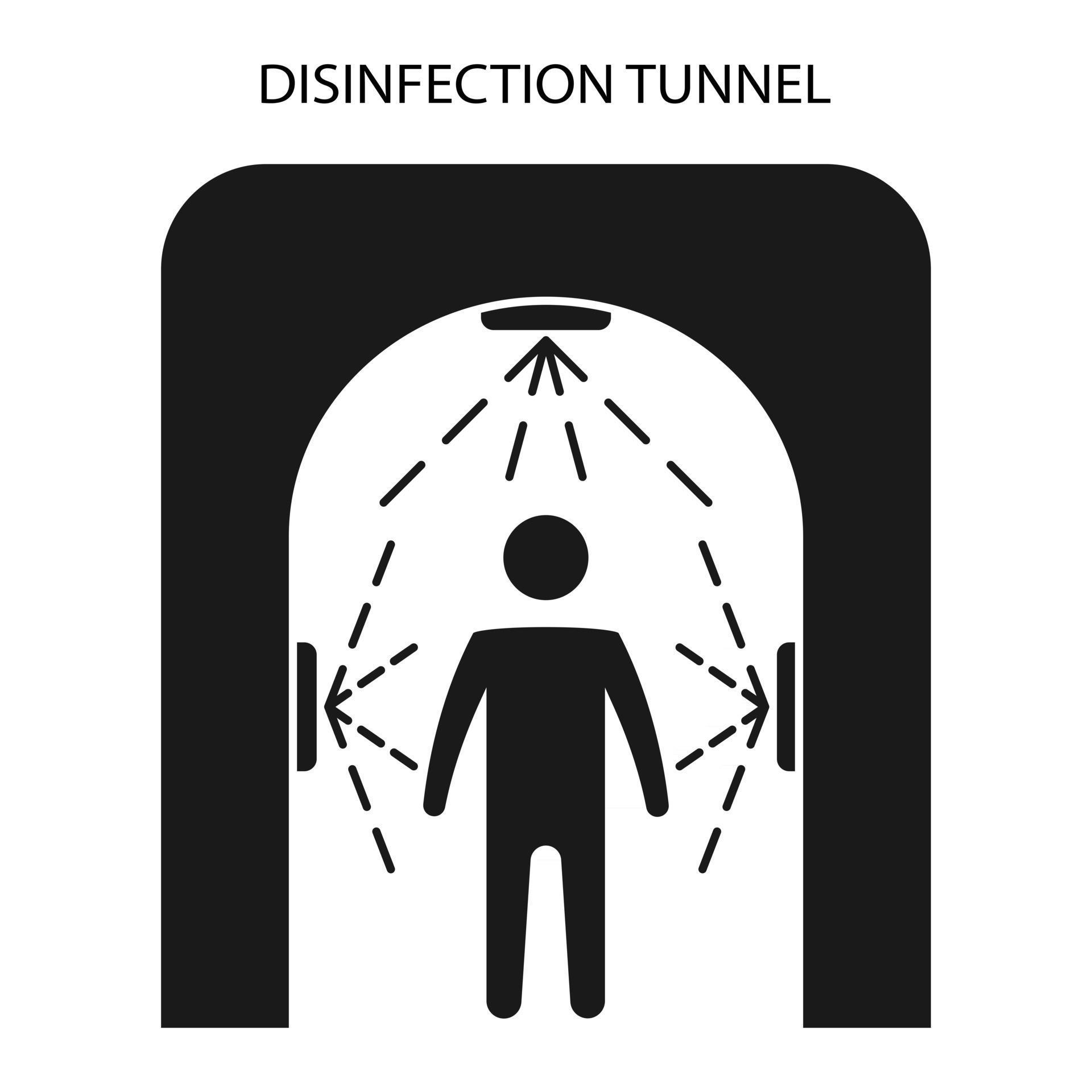 Disinfection tunnel for people. Sanitizing station. Sanitation tunnel