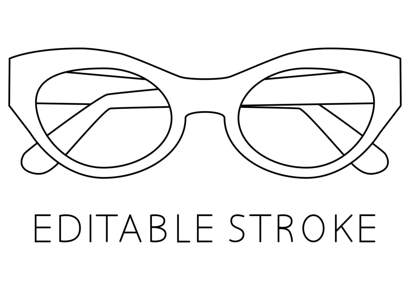 Black glasses rim. Sunglasses icon in outline style. Modern style glasses rim silhouette. Stylish male and female optical accessories. Editable stroke. Vector