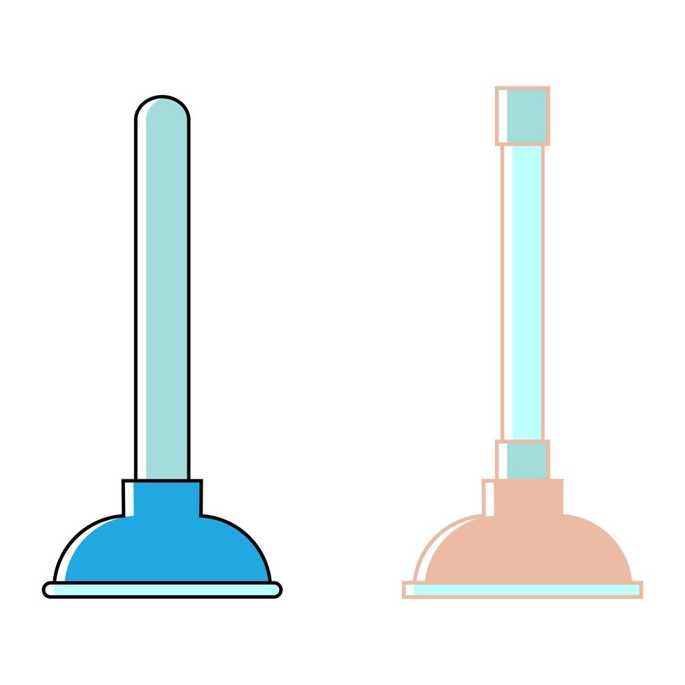 émbolo. icono de émbolo en estilo plano. se usa cuando el fregadero está obstruido. Instrumento para limpiar la obstrucción del inodoro. símbolo de color. icono de limpieza de inodoro. vector