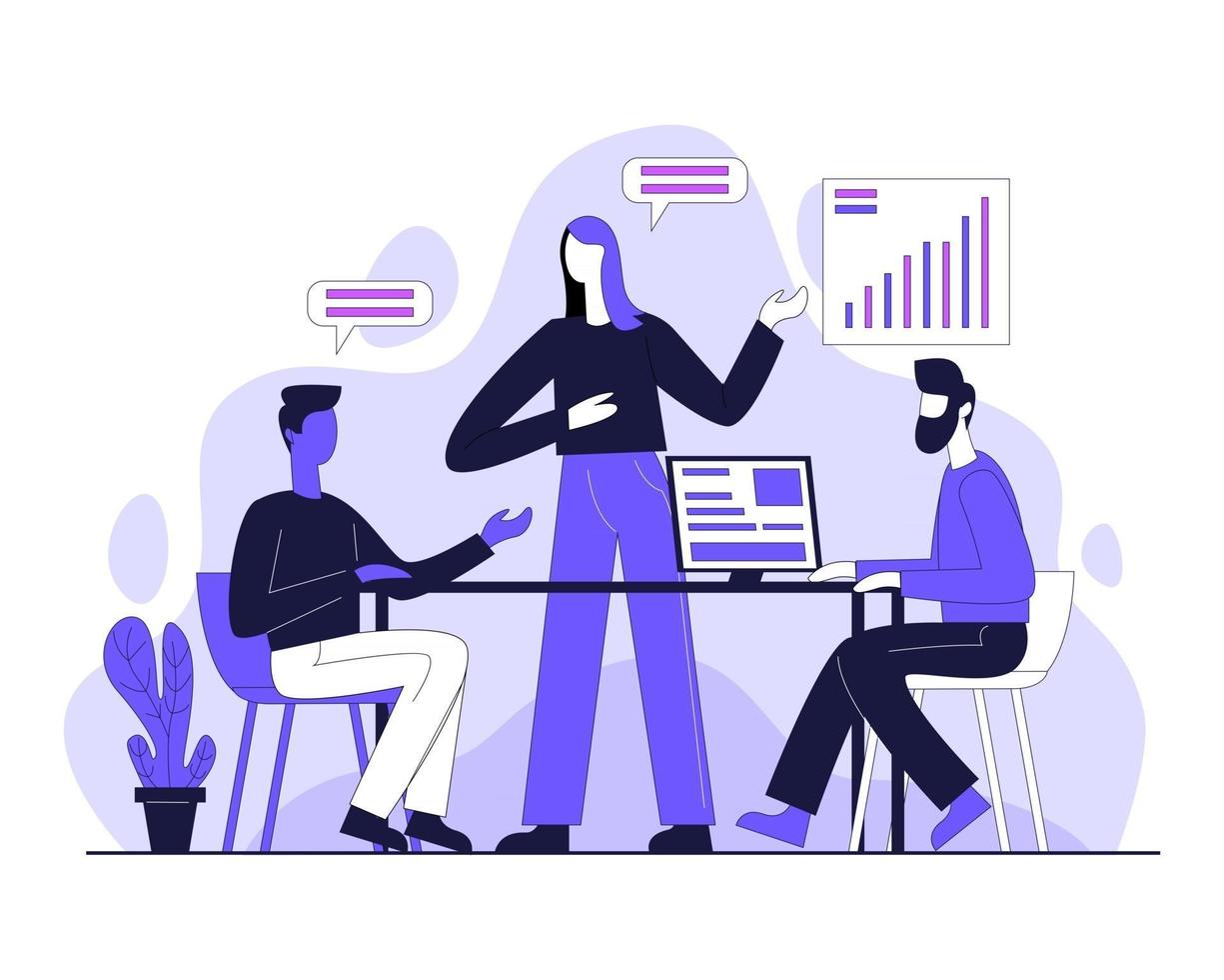 Team work in office illustration concept vector