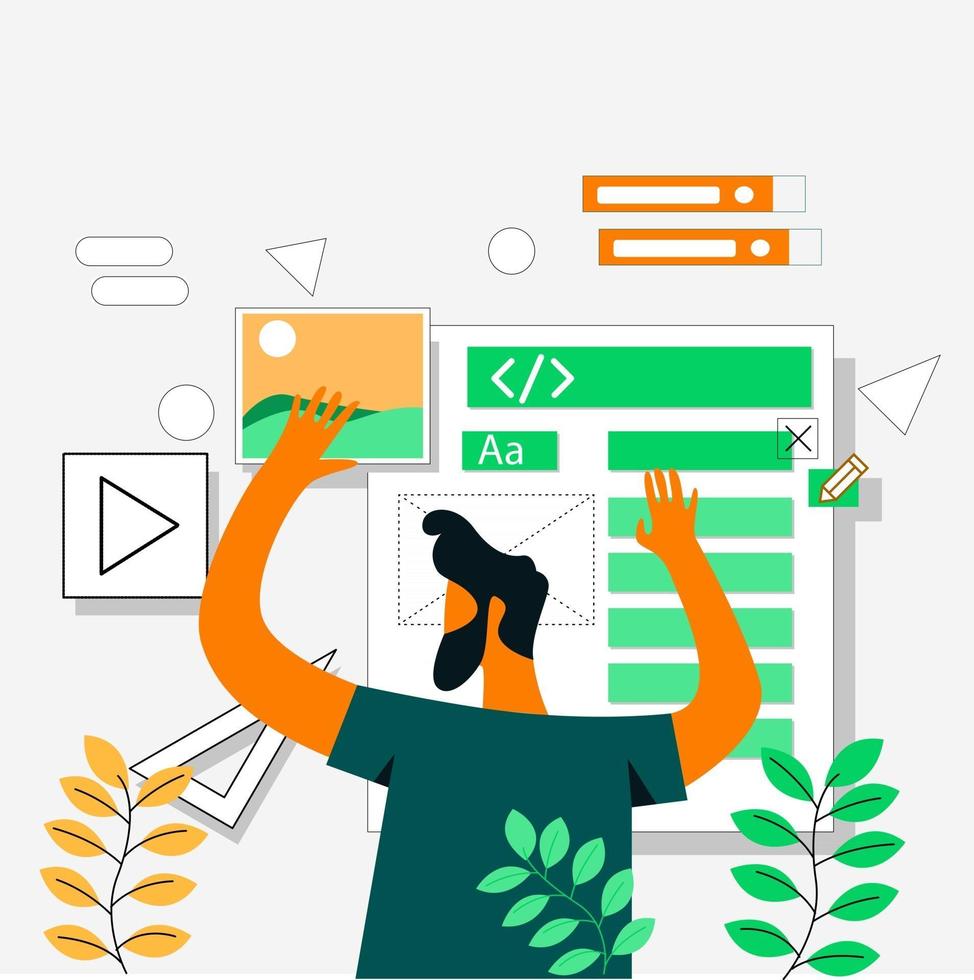 Web designer designing website illustration concept vector