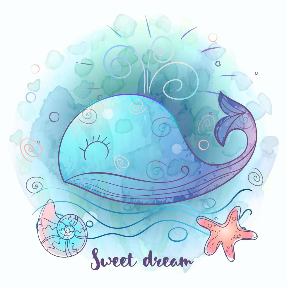 medusas lindas durmiendo dulcemente. ilustración vectorial. acuarela. vector