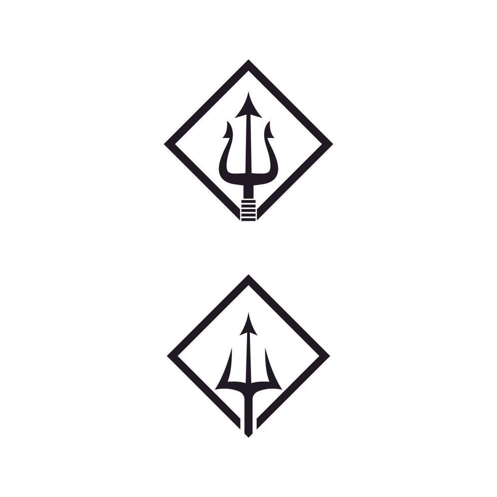 Tombak Trident Vintage dari Poseidon Neptune God Triton King desain logo vector