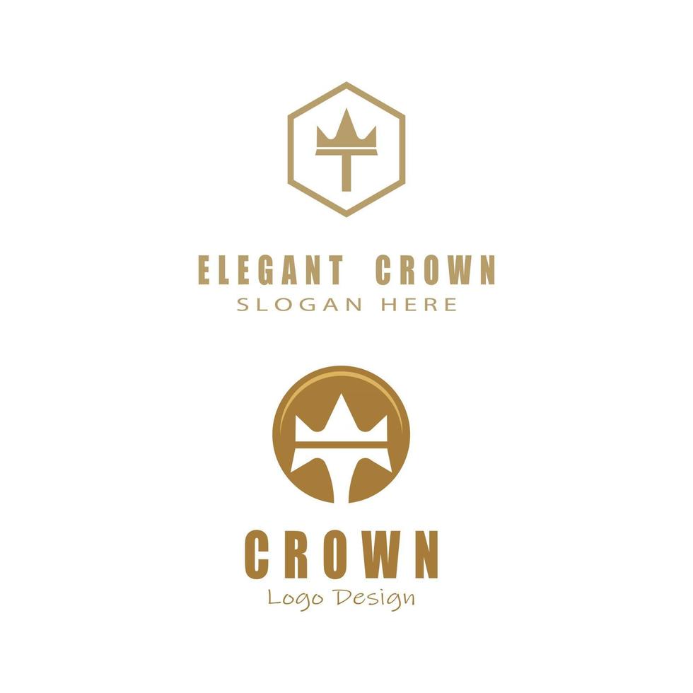 Royal King Queen Crown Elegant Luxury logo design vector