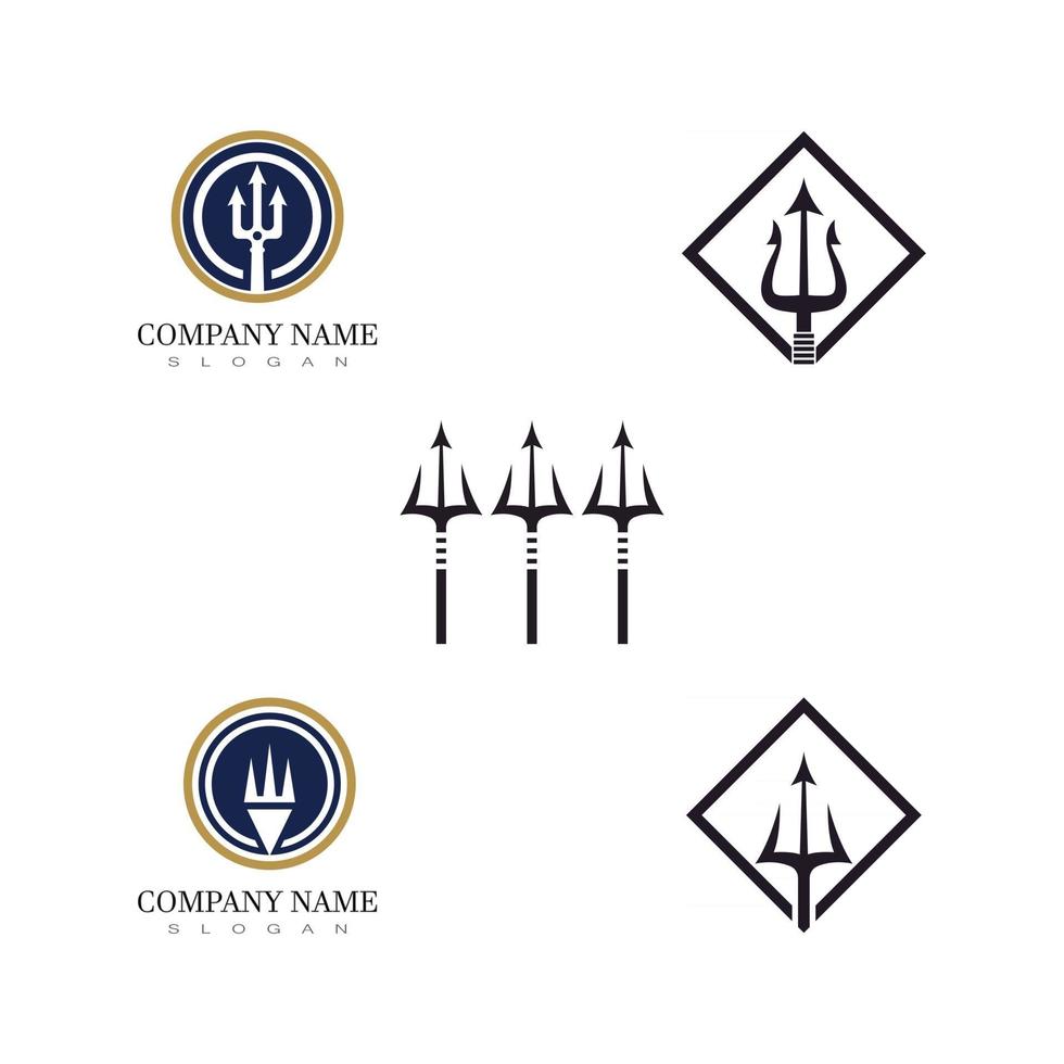 Tombak Trident Vintage dari Poseidon Neptune God Triton King desain logo vector