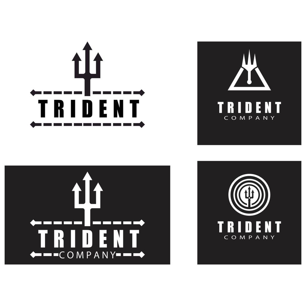 Tombak Trident Vintage dari Poseidon Neptune God Triton King desain logo vector
