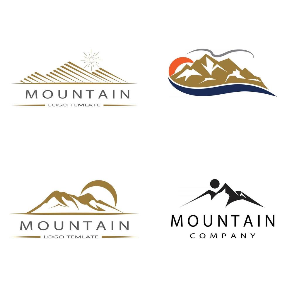 Simple Modern Mountain Landscape Logo Design Vector, Rocky Ice Top Mount Peak Silhouette vector