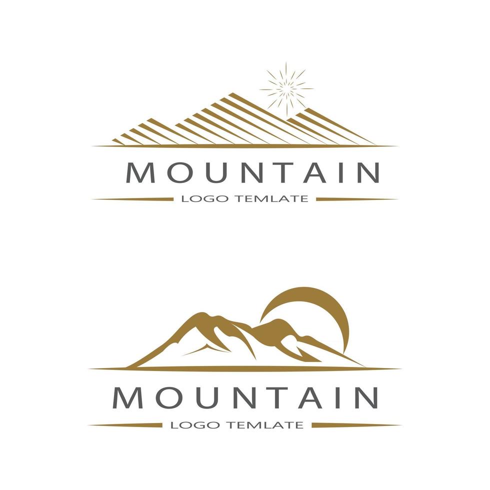 Simple Modern Mountain Landscape Logo Design Vector, Rocky Ice Top Mount Peak Silhouette vector