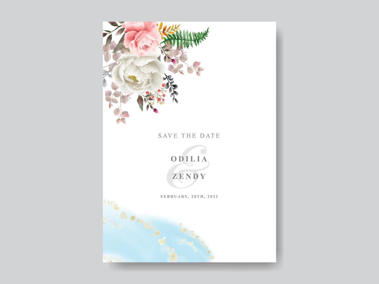 tarjeta de invitación de boda floral romántica vector