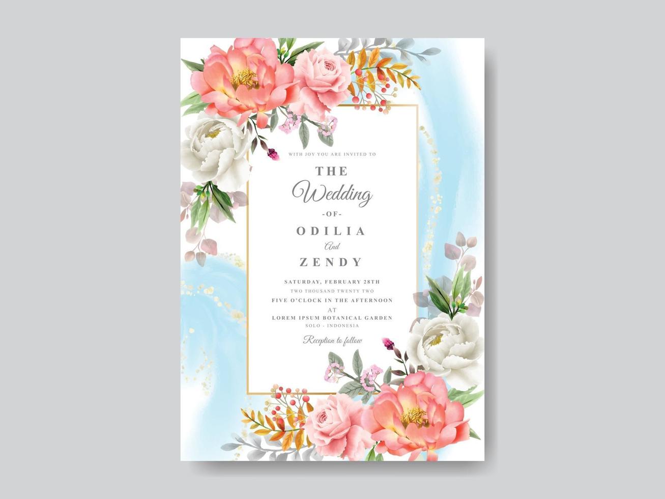 Romantic Floral Wedding Invitation Card vector