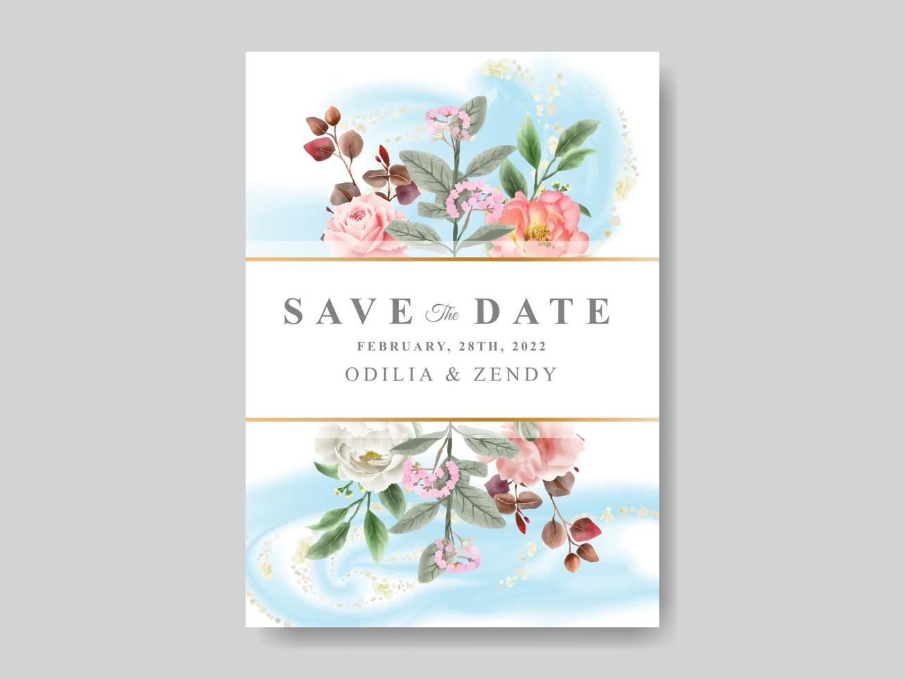 Romantic Floral Wedding Invitation Card vector