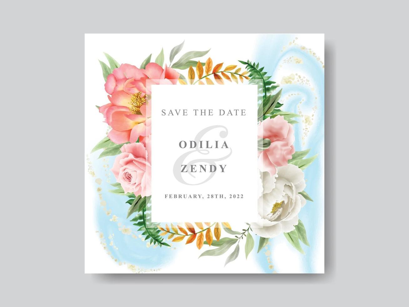 tarjeta de invitación de boda floral romántica vector