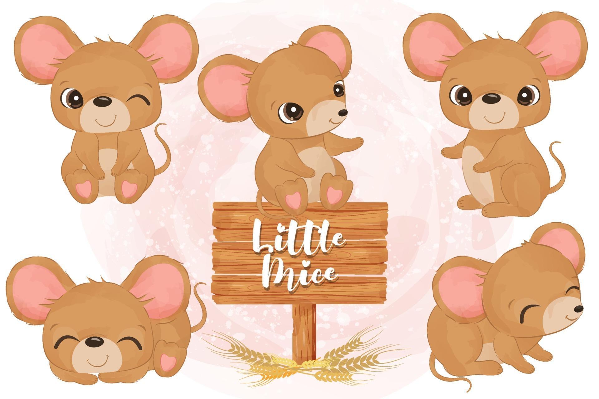 Cute little mice collection in watercolor 2748286 Vector Art at Vecteezy