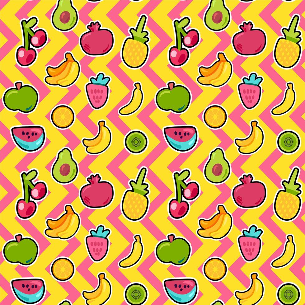 Tropical fruits, berries vector seamless pattern