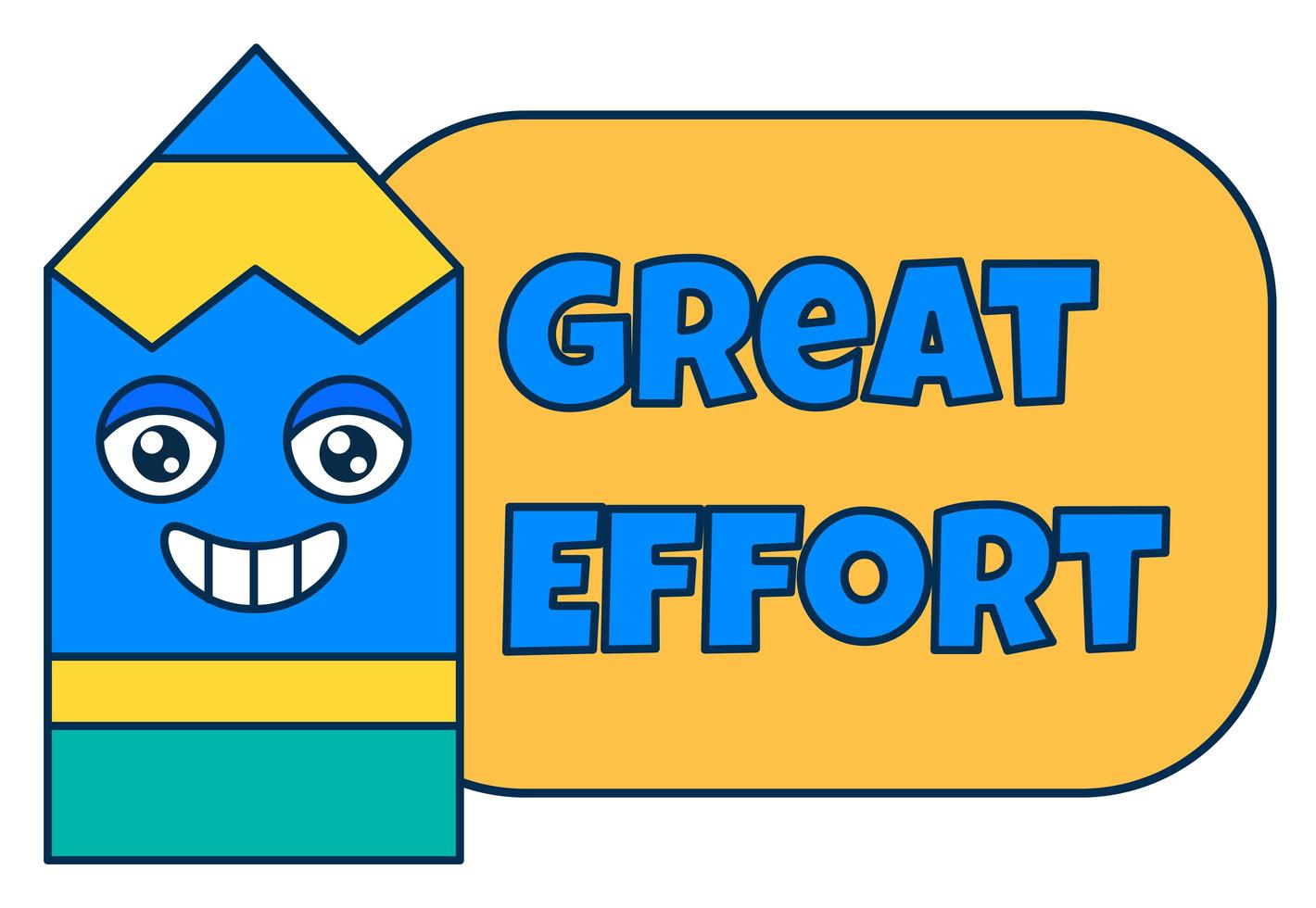 Great effort teacher reward sticker, school award vector