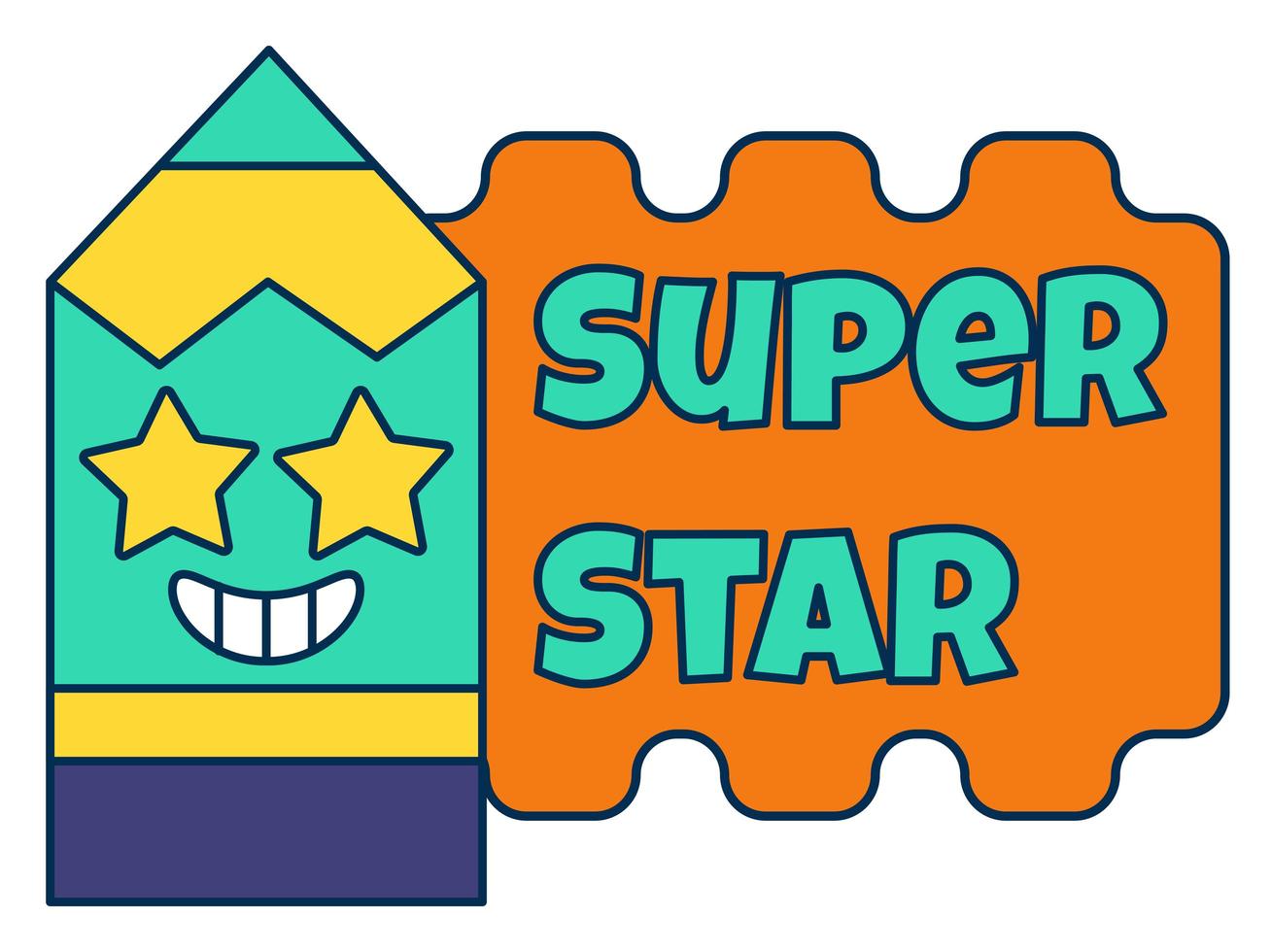 Super star teacher reward sticker, school award vector