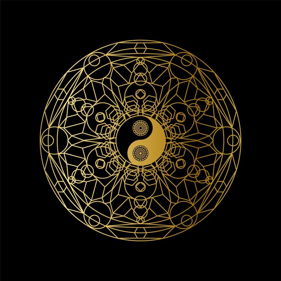 Meditation Template with Yin Yang Sign In Mandala vector