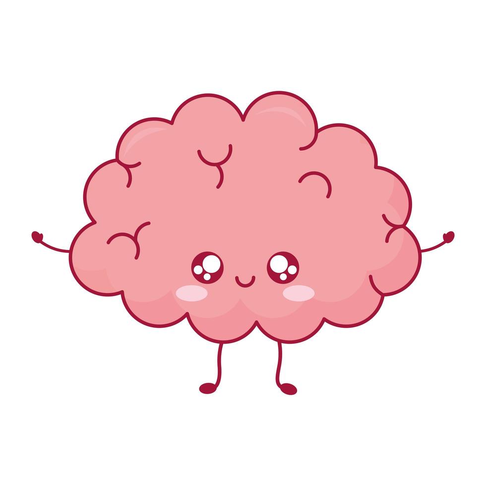 cute brain icon vector