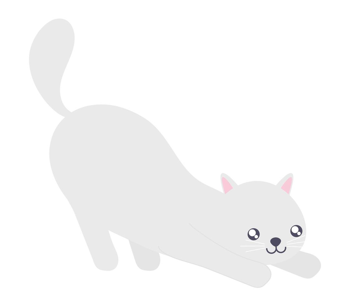 smiling cat stretching vector