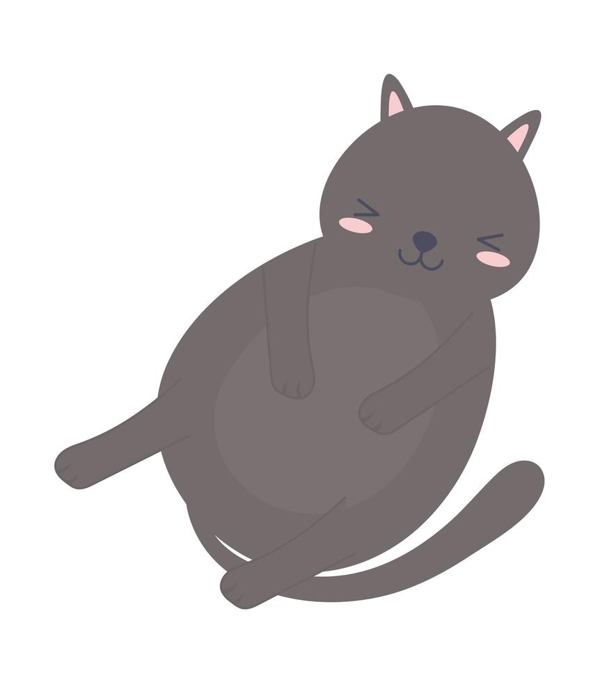 gray cat lying vector