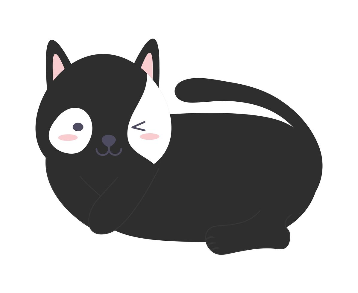 gato negro acostado vector