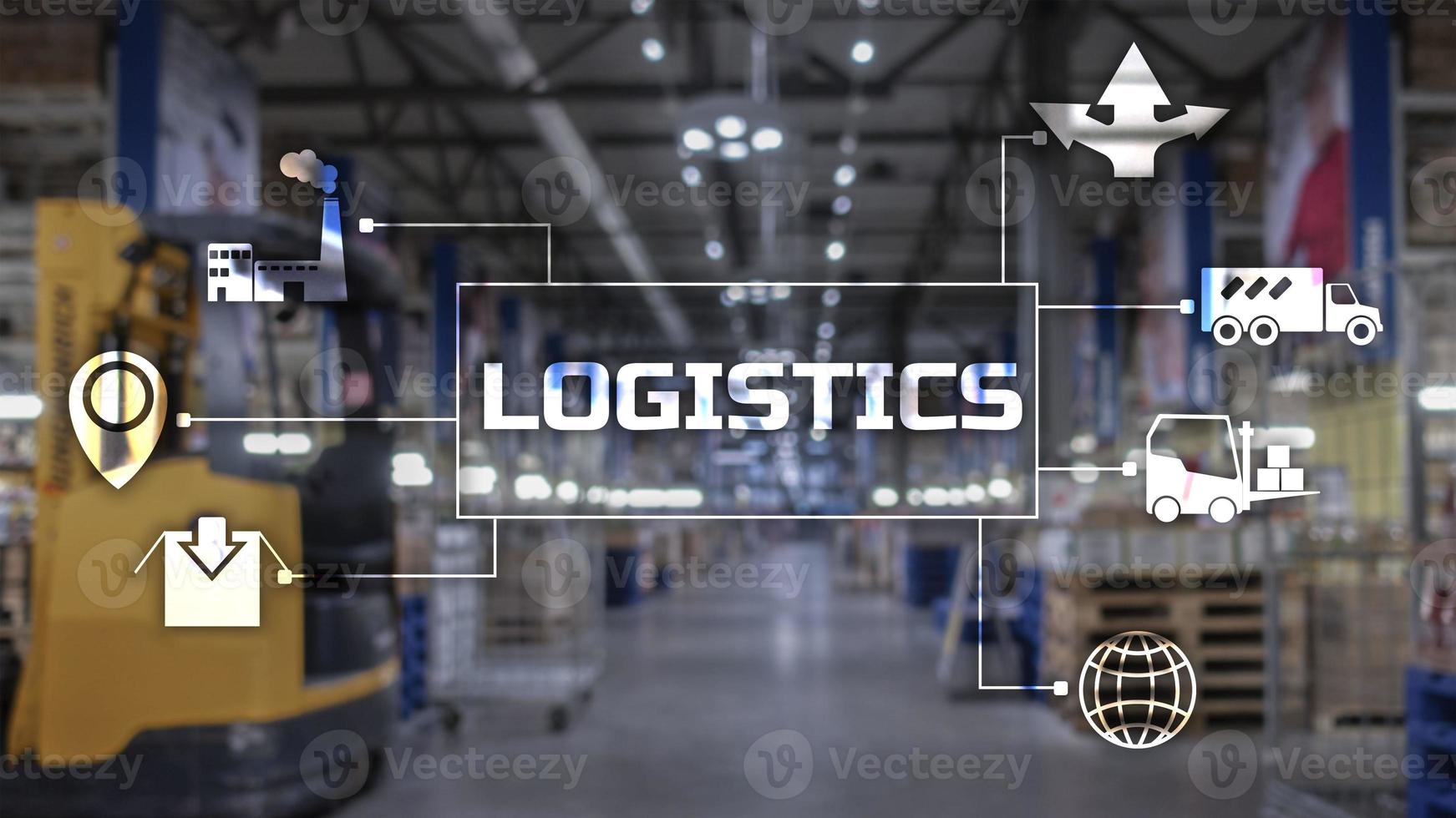 Logistics Transportation concept on blurred supermarket background photo