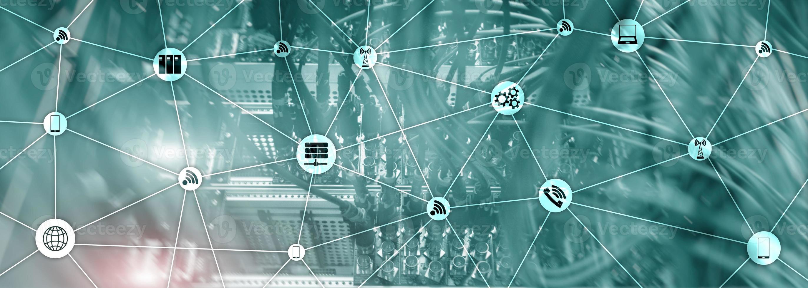 Website Banner Mixed Media. IOT - internet of things concepts. ICT - information and telecommunication technology photo