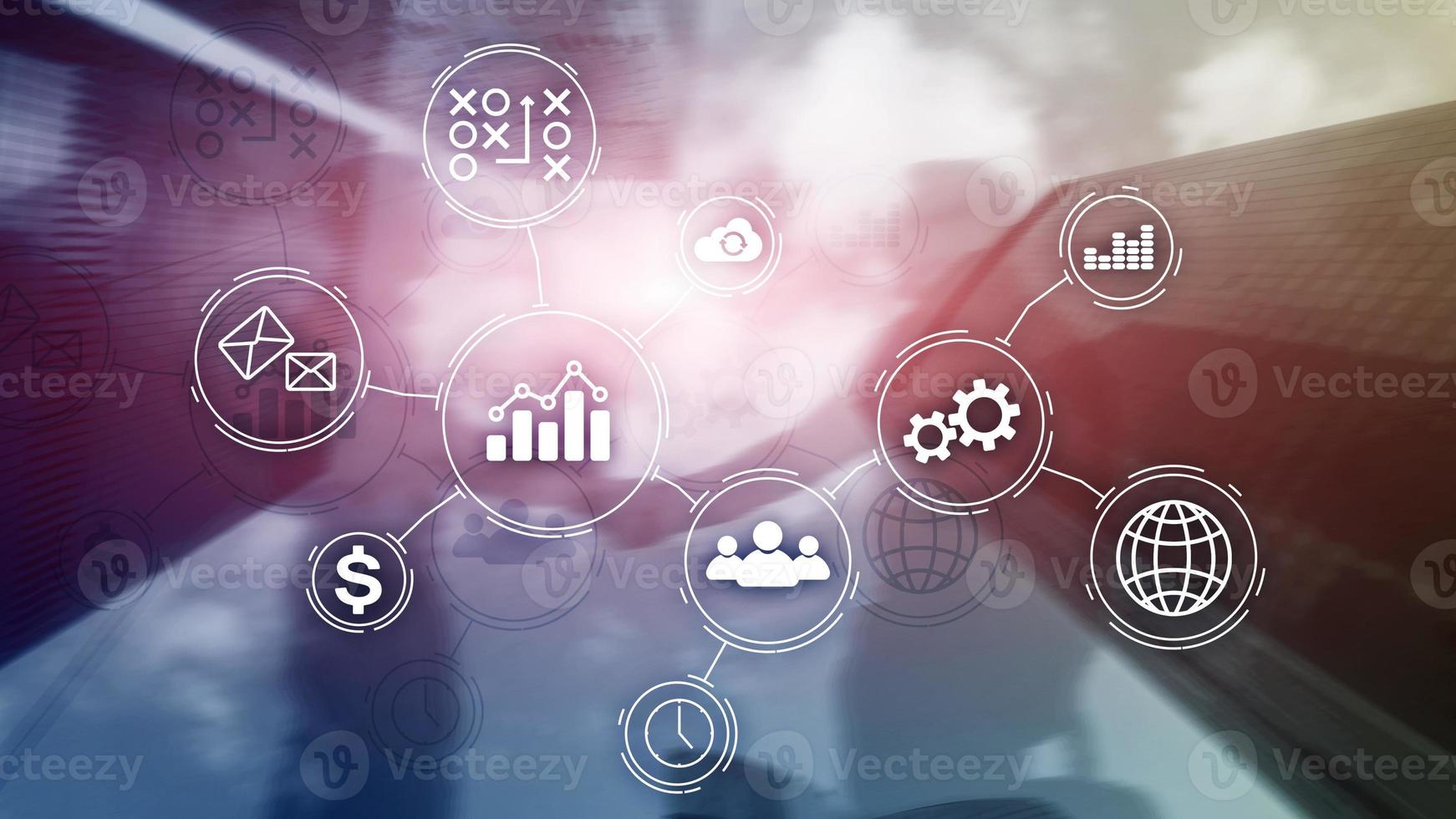 Business process automation concept on blurred background photo