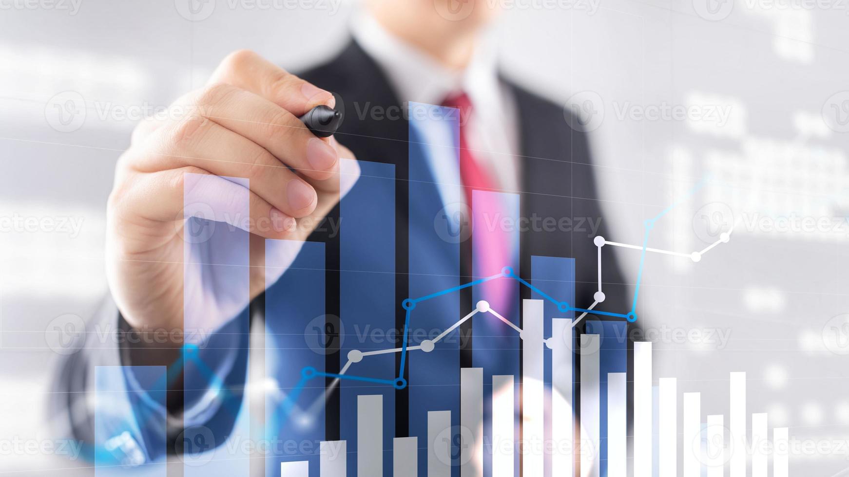 Financial growth graph. Sales increase, marketing strategy concept. photo