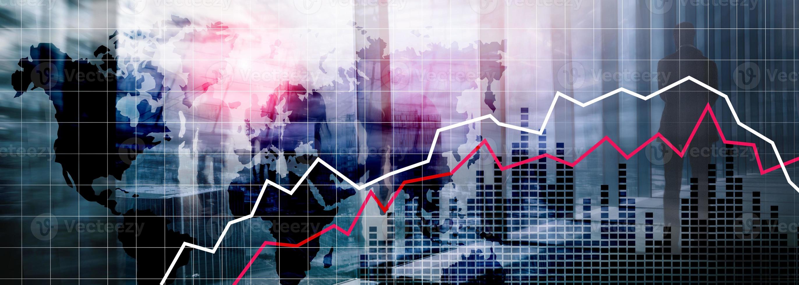 World Maps Financial Crysis Recession Economic concept. photo