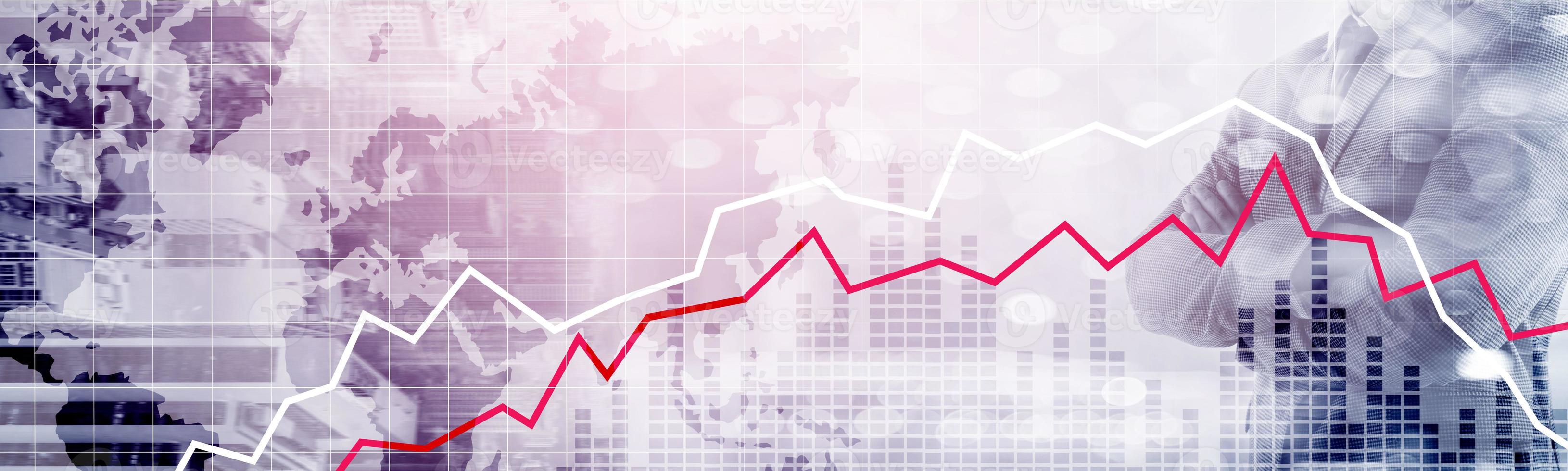 Red and White Stock Market Graph. Web header or banner. photo