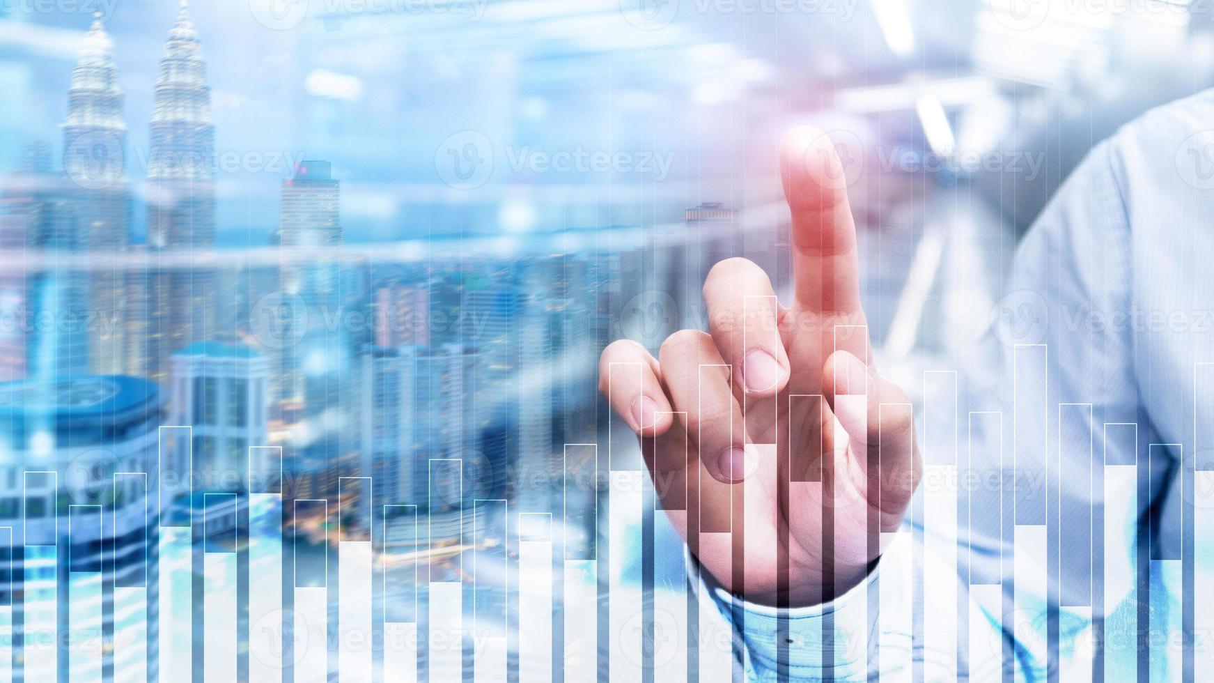 Business and finance graph on blurred background. Trading, investment and economics concept. photo