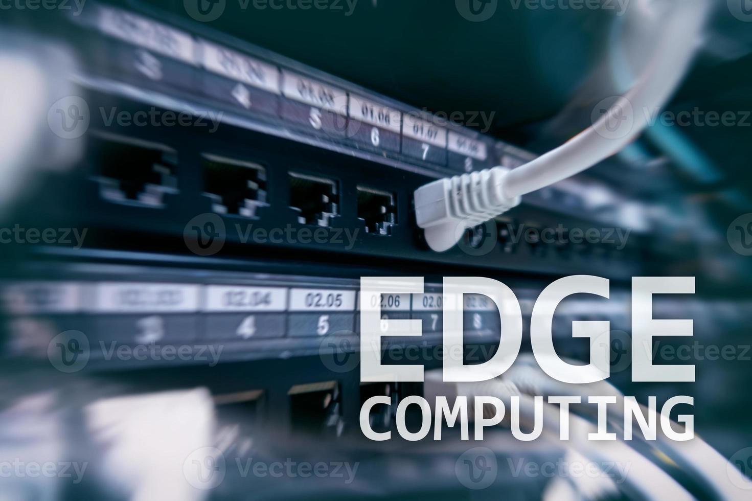 EDGE computing, internet and modern technology concept on modern server room background. photo