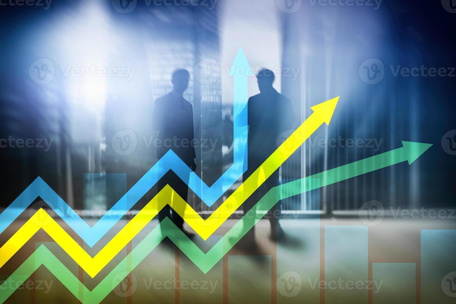 gráfico de flechas de crecimiento financiero. concepto de inversión y comercio. foto