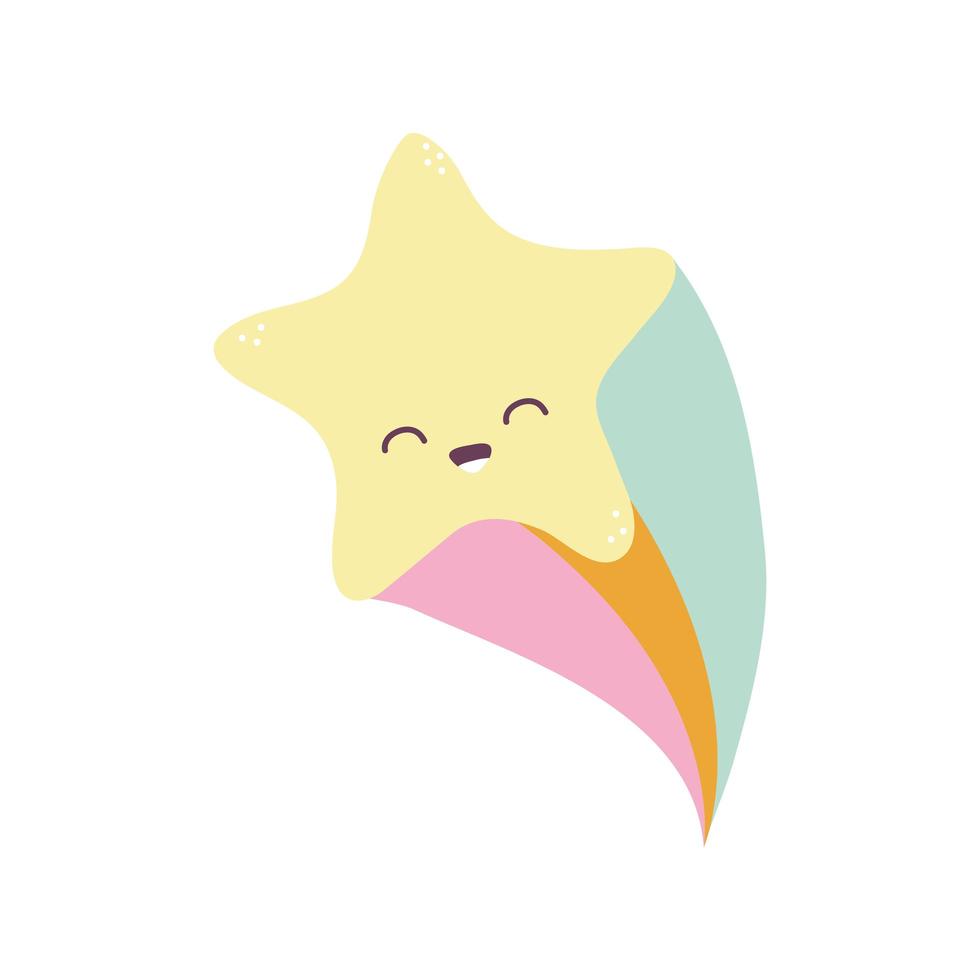 star smiling with one rainbow vector