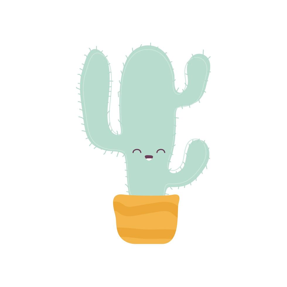 cactus sonriendo sobre un fondo blanco vector